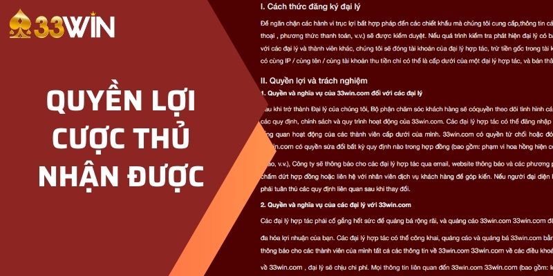 Quyền lợi cược thủ nhận được khi trở thành đối tác nhà cái